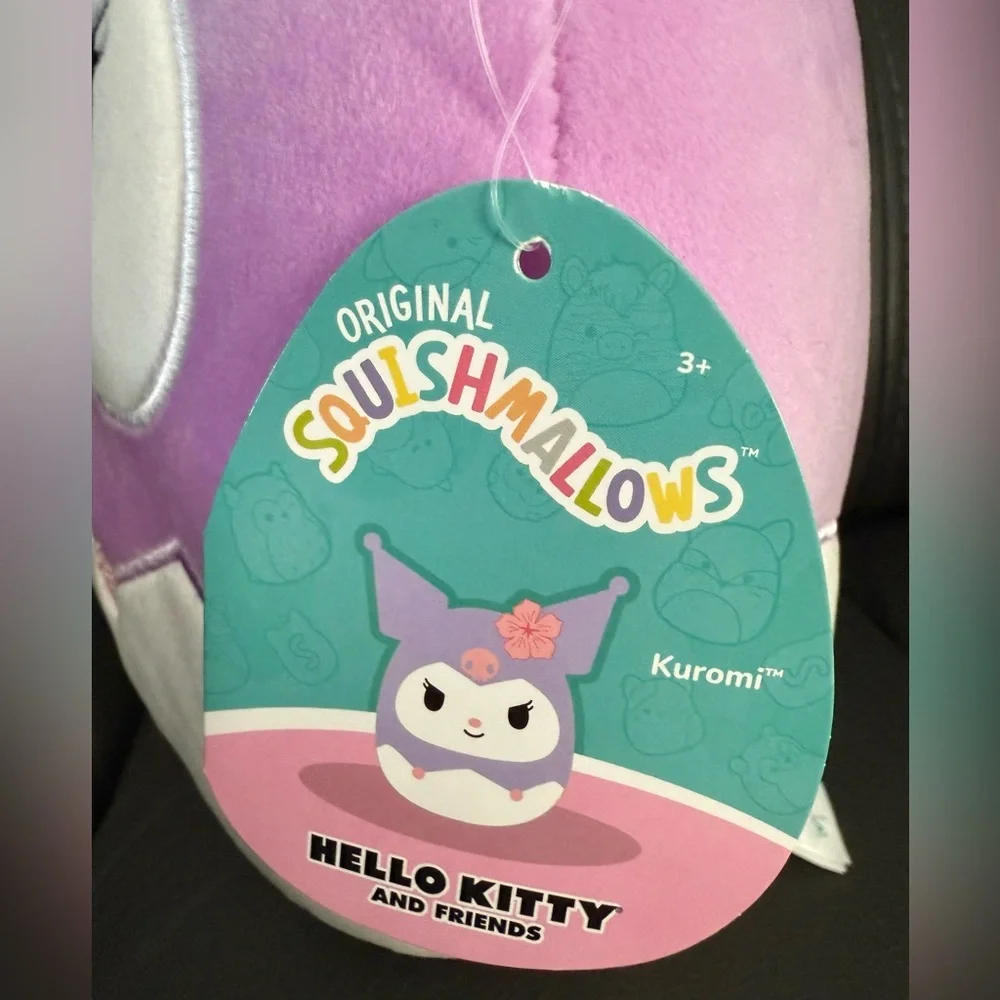 Kuromi By Sanrio Squishmallow Plush Toy, NWT, Purple and White Plush. 8”. - Picture 3 of 7